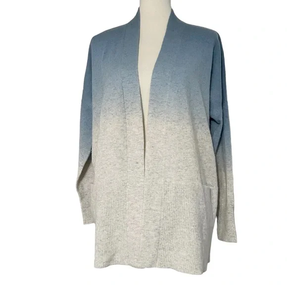 VINCE Ombre Dip‎ Dye Cashmere Wool Open Cardigan